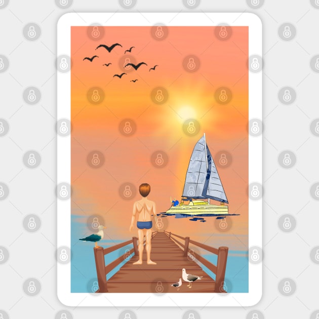 Sunset Beach Life Sticker by MandySJ